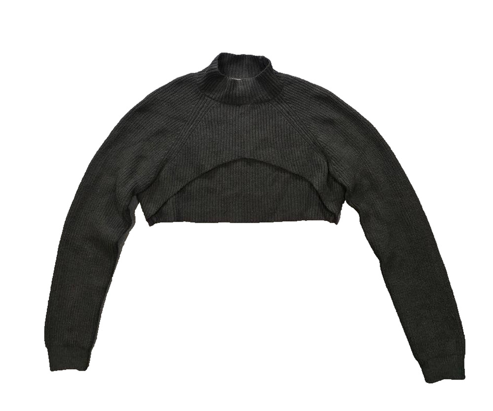 Anthropologie Ribbed Knit Crop Y2K Shrug Bolero Mock Neck Sweater S A010918